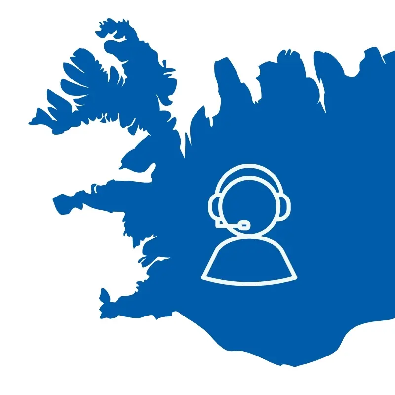 Notruftelefon bei Wetter- und Naturereignissen Karte mit Symbol Notruftelefon bei Katla Travel