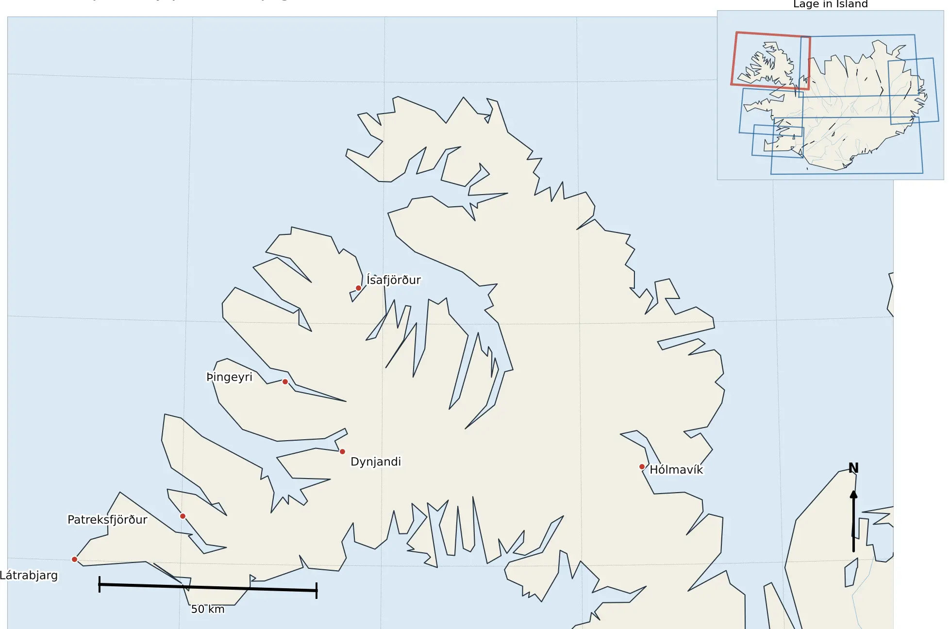 Kartenausschnitt Island Westfjorde