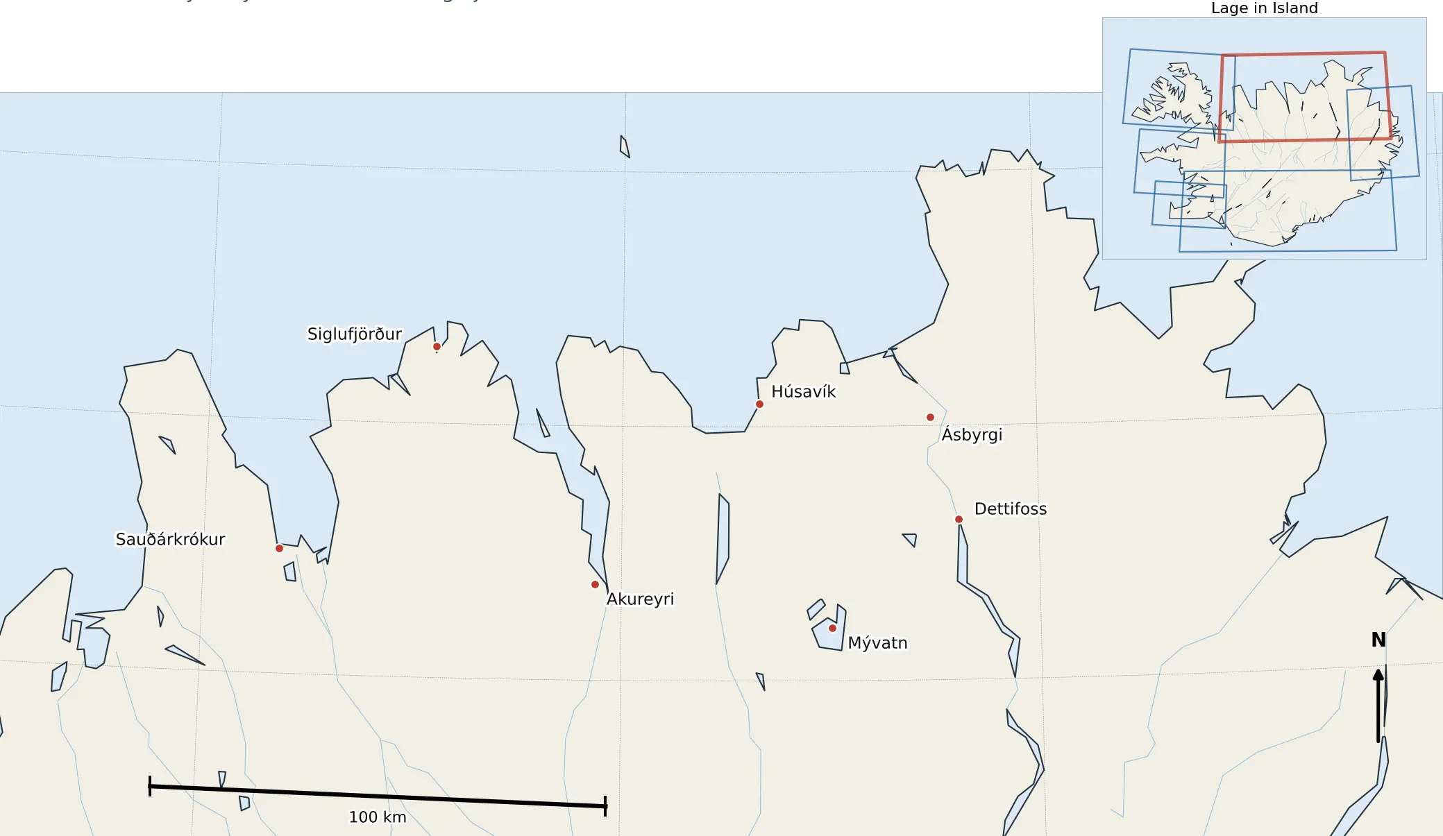 Kartenausschnitt Island Nordisland