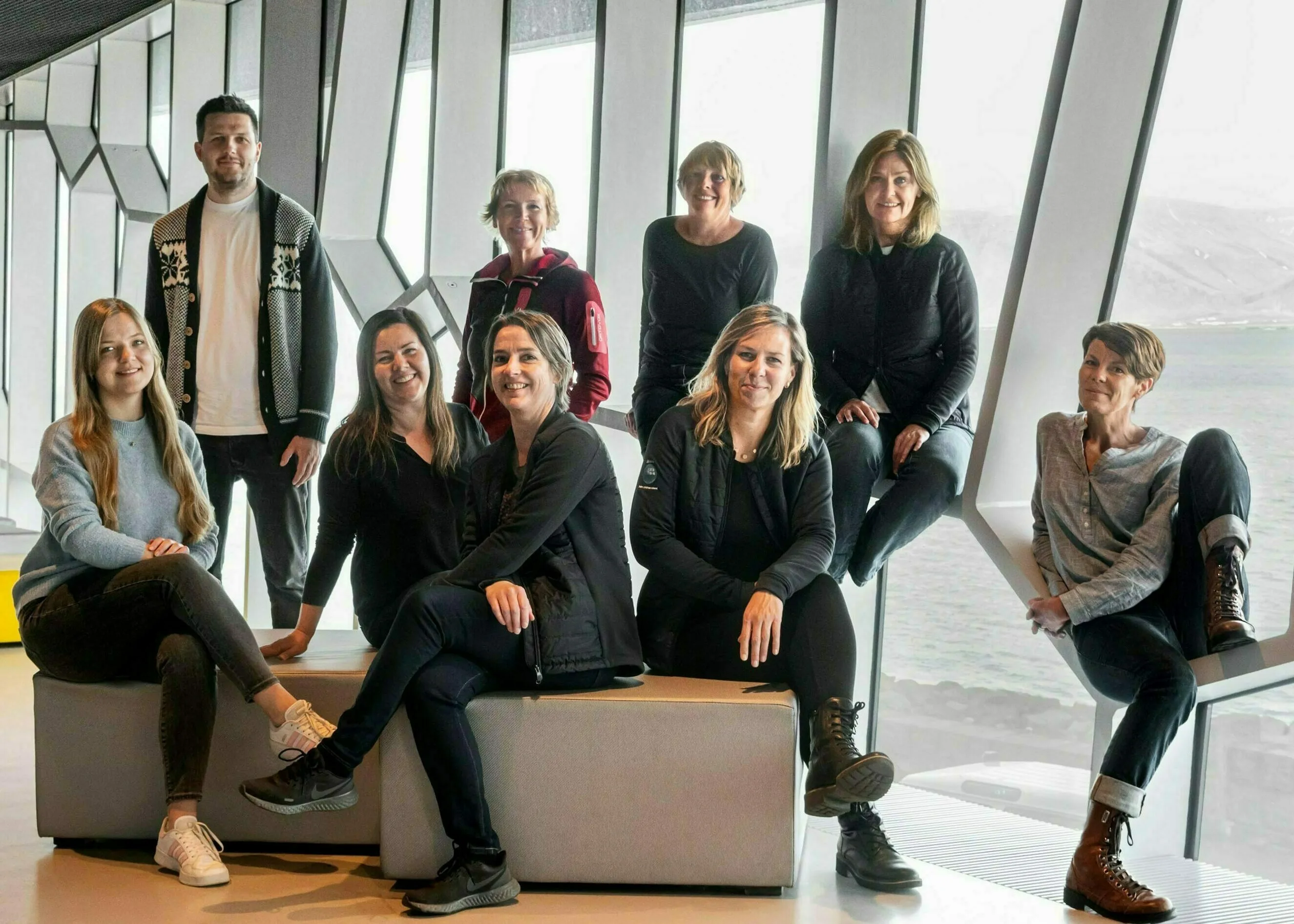 Das Katla Team im Konzerthaus Harpa in Reykjavík, Gruppenfoto